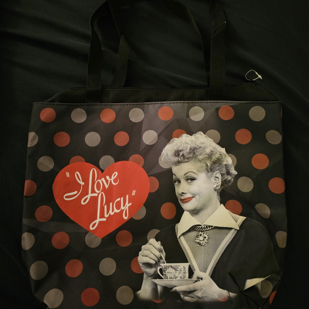 I Love Lucy Polka Dot Tote Bag in Black and Red